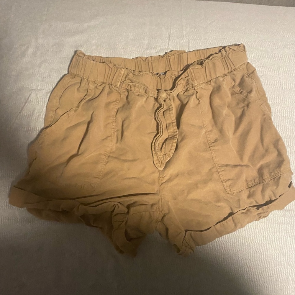 Casual Elastic-Waist Tan Women's Shorts